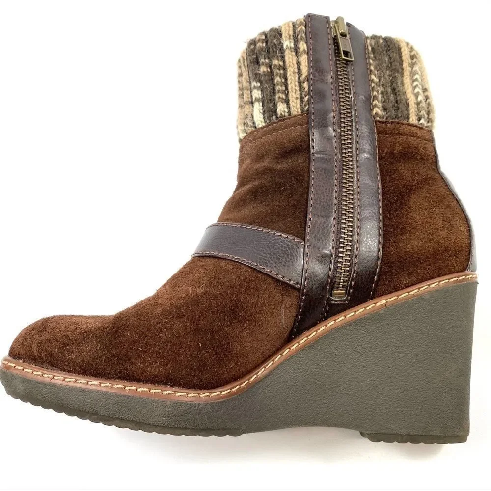 Naturalizer Kenning wedge bootie suede & knit 7.5